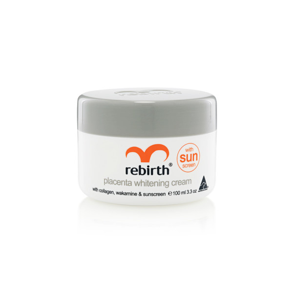 Rebirth Placenta Whitening Cream with Wakamine, Collagen & Sunscreen 100mL (RB09) - Image 3